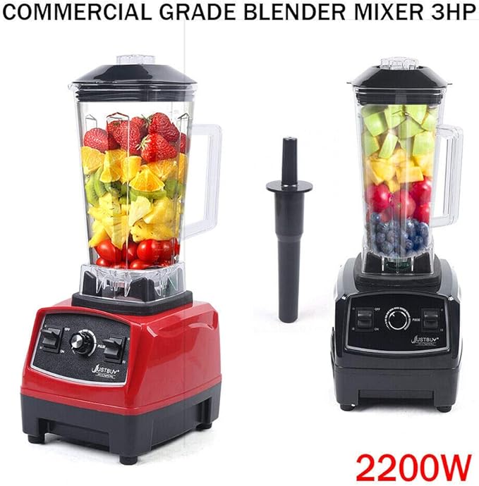 2L 2200W Professional Countertop Blender Heavy Duty Household Grade Blender Mixer with Food Grade ABS Stirring Rod for Milkshakes and Ice Cream (red)