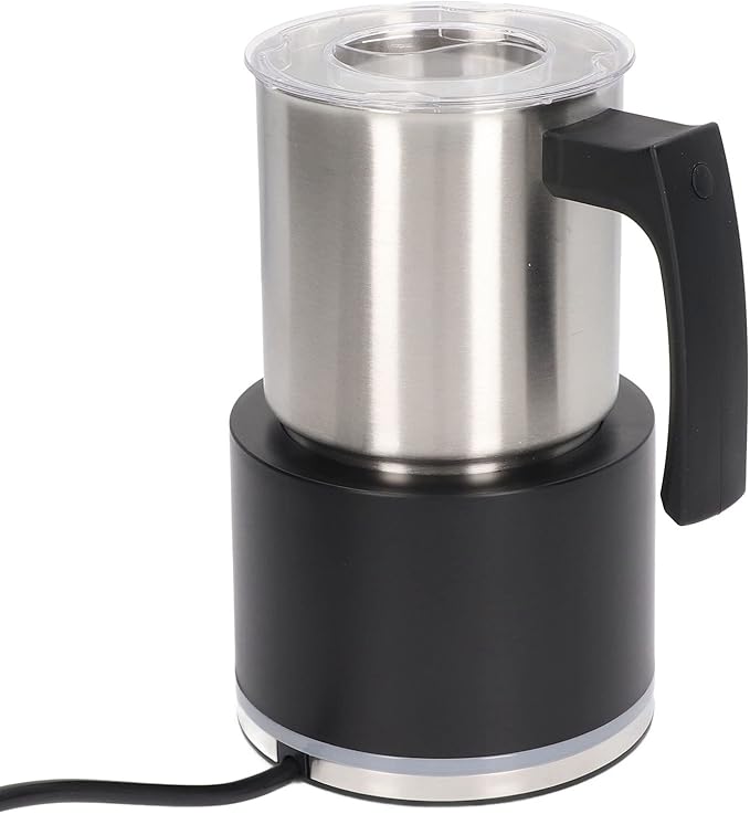 Electric Milk Frother Energy Saving EU Plug 220-240V Compact Stainless Steel Jug Automatic Milk Frother for Home Hot Chocolate (Black)