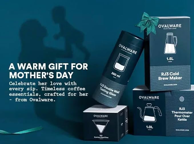 OVALWARE Paperless Stainless Steel Pour Over Coffee Filter – Reusable and Permanent Coffee Cone Dripper for Ovalware, Chemex, Hario and Other Carafes (Titanium Rose Gold)