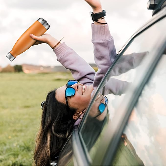 HASLE OUTFITTERS 17oz Stainless Steel Water Bottles Bulk, Vacuum Insulated Water Bottles Double Walled Powder Coated Reusable Metal Sports Water Bottles Keep Drinks Hot and Cold, Orange, 8Packs