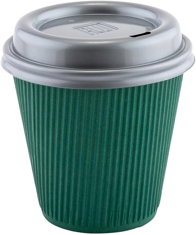 Restaurantware 8 Ounce Double Wall Disposable Coffee Cups, 500 Insulated Forest Green Paper Tumblers with Ripple Wall Design, Lids Sold Separately for Hot Drinks like Tea, Hot Chocolate and More