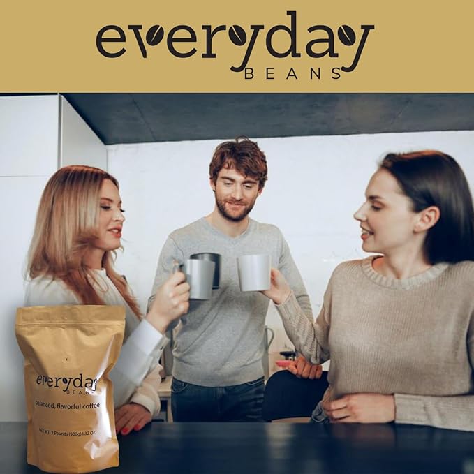 Everyday Beans, 100% Arabica Fresh Ground Coffee, Smooth Rich Flavor, Easy to Drink, Specialty Coffee, 32 Oz Bag, Medium Roast
