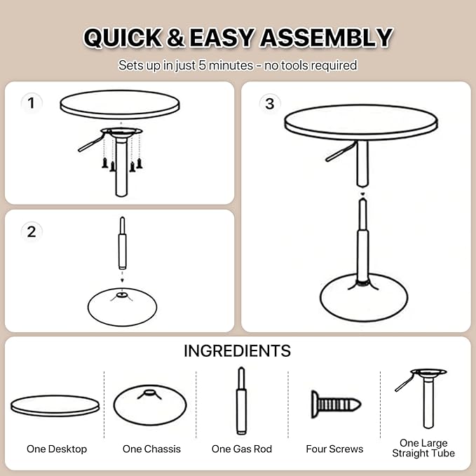 Magshion 31" Round Bar Table Height Adjustable 26"-35" Pub Table with Enlarged Base for Living Room Patio Bistro Café, White