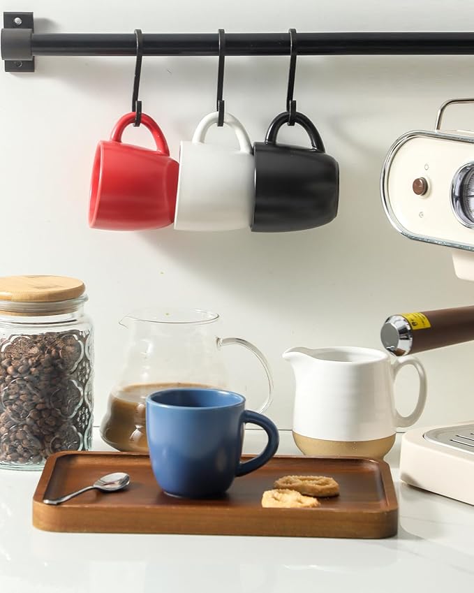 Hasense 7 Ounce Cappuccino Cups Set of 4 Perfect for Latte, Americano, Cafe Mocha and Tea, Ceramic Coffee Cups Ideal for Party Cafe Home and Kitchen, Microwave and Dishwasher safe, Colorful