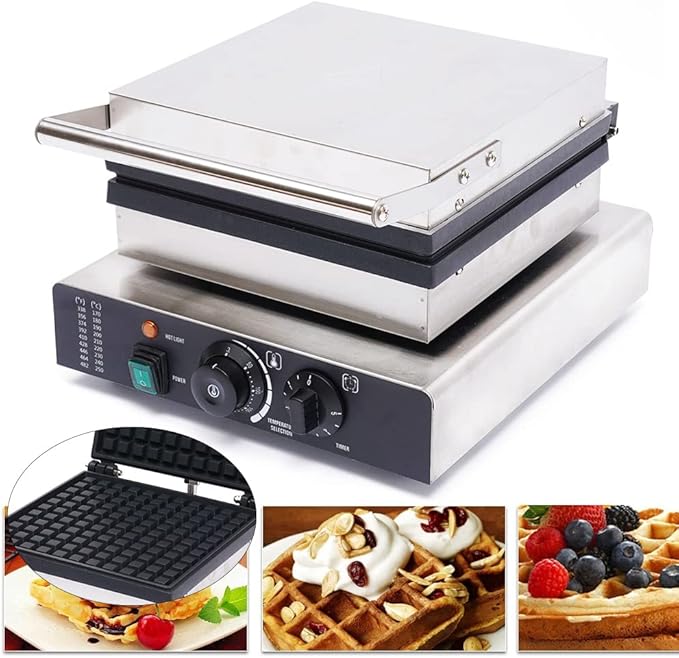Square-Shaped Waffle Pancake Maker,Non-stick Pancake Baker Machin,110v Rotated Muffin Maker Machine,Electric Muffin Maker Stainless Steel for Home Kitchen,control 50-300â,2000w