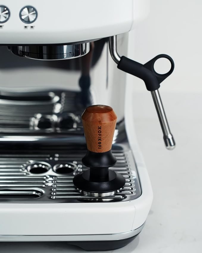 58mm Espresso Tamper, Coffee Tamper with 30lbs Spring Loaded, Espresso Coffee Tamper with Stainless Steel Ripple Base and Rosewood Handle Fits for E61,Breville and All 58mm Espresso Machines