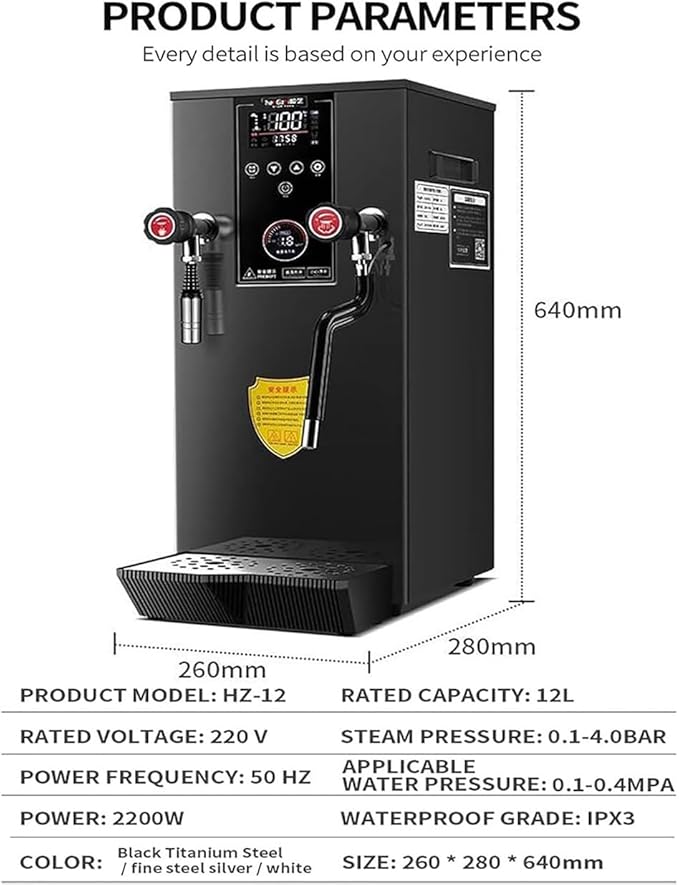 2200W Commercial Steam Milk Frother Automatic Coffee Foam Maker with Capacity for Coffee and Milk