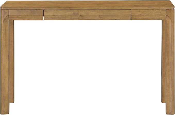 NTC Flow Modern Wooden Rectangle Console Table with Hidden Drawer – Waterproof & Heat Resistant, Teak Look