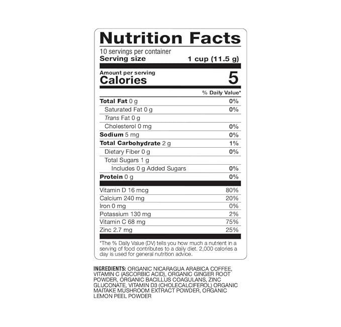 Daily Defense Organic Coffee Pods – Coffee with Maitake, Ginger Root, Lemon Peel & Superfoods – Healthy Mold Free Probiotic beverage, Vegan, Gluten Free - 10 Recyclable Single Serve K-Cups