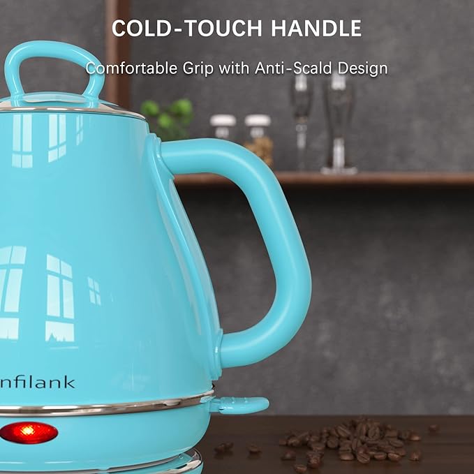 Electric Gooseneck Kettle, 1L 1500W Fast Boil, 100% Stainless Steel BPA Free Pour-Over Coffee & Tea Kettle, Water Boiler with Auto Shut & Boil-Dry Protection, Turquoise