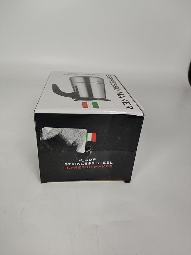 4 Cup Stovetop Espresso Maker Stainless Steel Moka Pot Stove Top Percolator Italian Coffee Makers Capable Mocha Greca Machine Cafe Classic Induction Cookers for Home and Camping 200ml 6.6oz