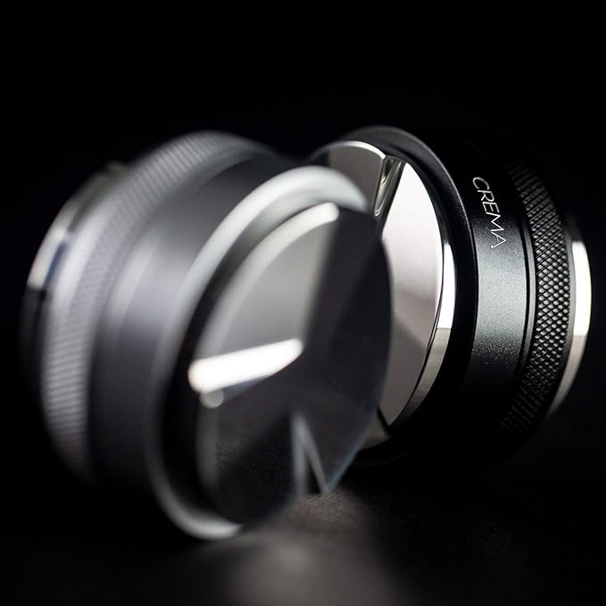 Crema Coffee Products 51mm Hand Tamper & Coffee Distributor|Compatible with Delonghi Dedica & La Specialista Portafilter|Double-Sided, Adjustable Depth Tool|Made with Durable 304 Stainless Steel|Black