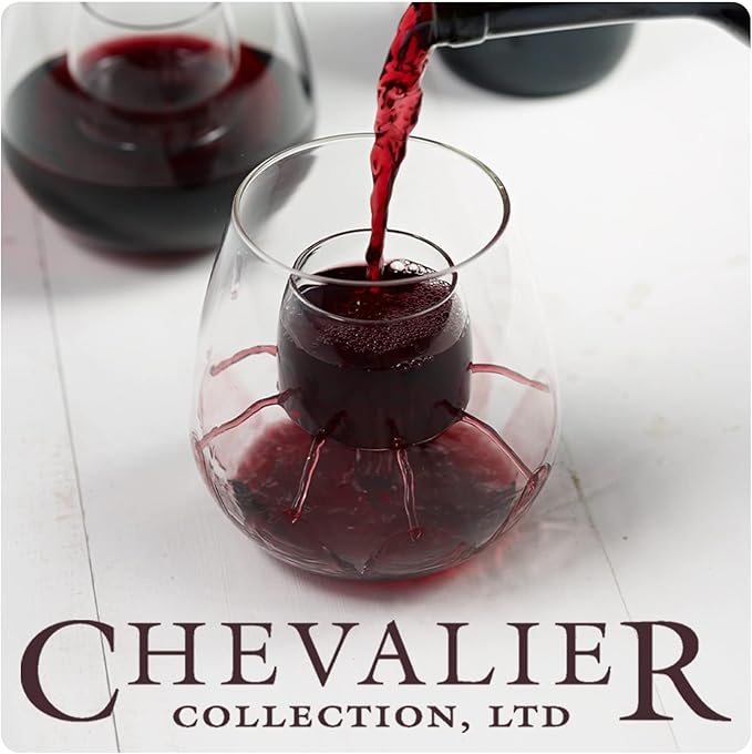 Stemless Aerating Wine Glasses (Set of 2) by Chevalier Collection – Patented Wine Glasses with Built In Aerator
