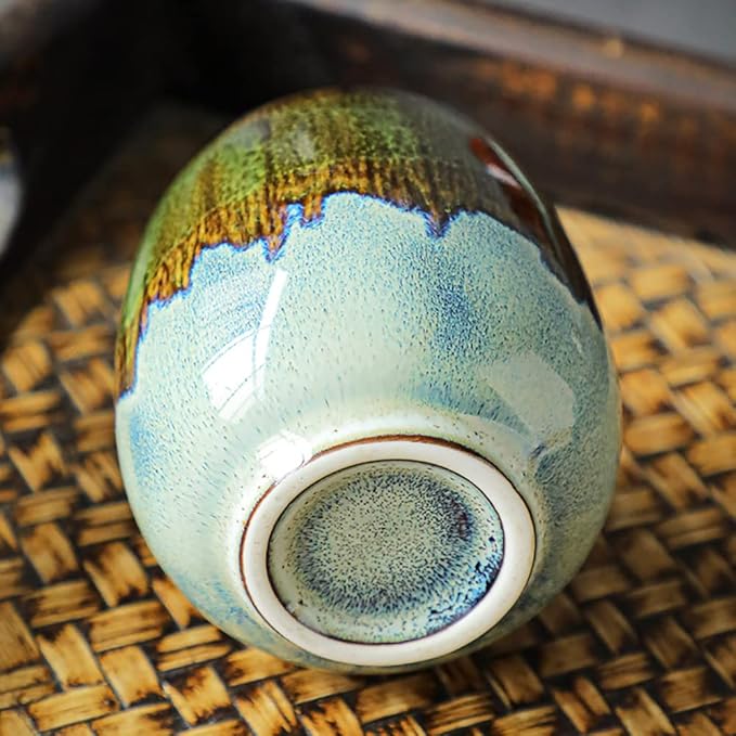 Espresso Cups Ceramic Kiln-Change Mini Espresso Coffee Cup KungFu Tea Set Spirits Cups Tasting Cups Mate Cup (2Pcs, Green)