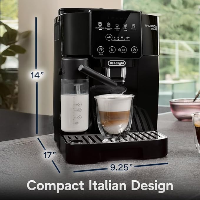 De'Longhi Magnifica Start Automatic Espresso Machine with Auto Milk Frother & Built in Grinder - 5 One-Touch Recipes, Easy-to-Clean, Home Barista Coffee Maker for Lattes, Cappuccino, Iced Coffee