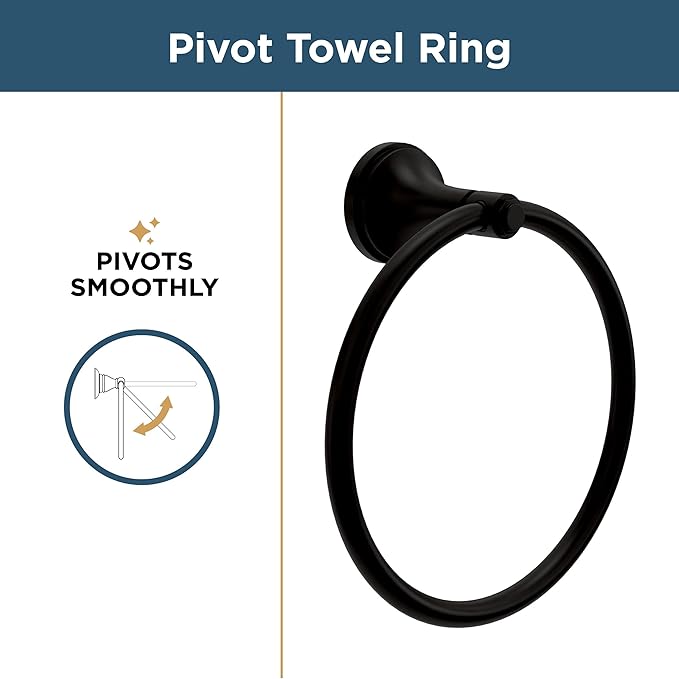 Franklin Brass Woodruff 4-Piece Bathroom Set Matte Black 18" + 6" Towel Rack, Toilet Paper Holder, Hand Towel Holder, Hook | 4-Piece Bath Hardware Accessories Set WDRF64-MB