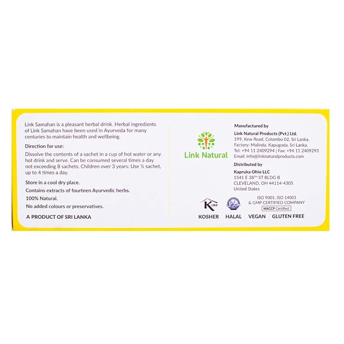 SAMAHAN Ayurvedic Herbal Tea Packets - Sri Lankan Ceylon Blend with 14 Natural Herbs Including Ginger, Black Pepper & More, Herbal Tea Bags for Wellness, Relaxation & Daily Comfort - 100 Count