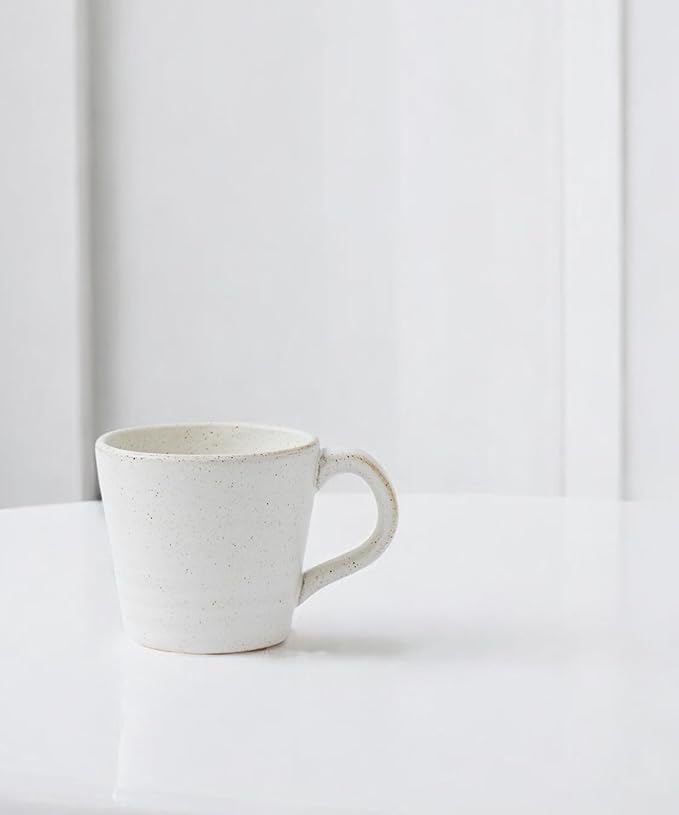 Stoneware Mug Set of 4-14oz Ceramic Coffee Mugs & Tea Cups with Handle - Perfect for Hot & Iced Drinks - Microwave & Dishwasher Safe - Rustic Minimalist Style - Oatmeal Cream - Ideal Gift