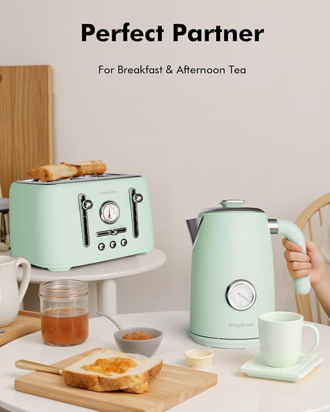 1L Small Electric Kettles Stainless Steel, Portable Travel Mini Hot Water Boiler Heater, Cool Touch Teapot, Auto Shut-Off & Boil-Dry Protection for Cooking, Business Trip and More, Green