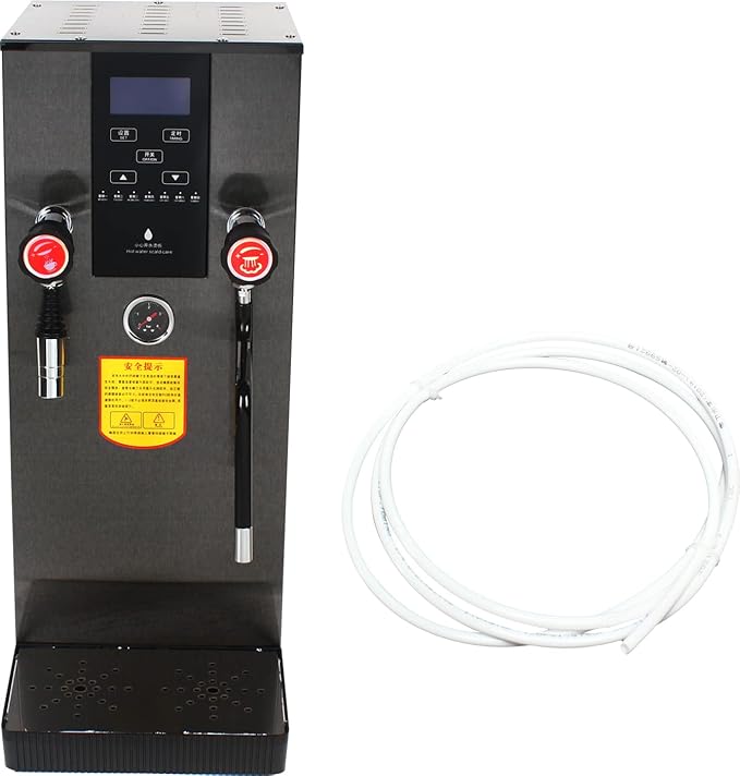 2200W Commercial Steam Milk Frother Machine 12L Stainless Steel Automatic Milk Foam Machine with LED Display,Electric Steam Milk Frothing for Coffee Tea Shop