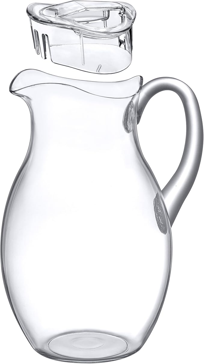 Amazing Abby - Bubbly Grand - Plastic Pitcher (96 oz, 3 Quart), Clear Water Pitcher with Lid, Fridge Jug, BPA-Free, Shatter-Proof, Great for Iced Tea, Sangria, Lemonade, Juice, Milk, and More