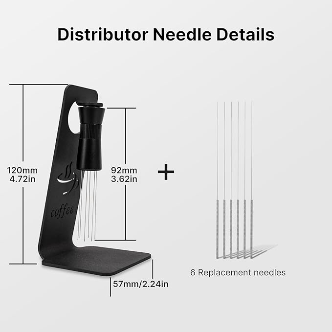 WDT Tool Espresso Needle Distributor with Magnetic Stand, Adjustable Range Coffee Espresso Stirrer, Espresso Distribution Tool Easy Access Design with Extra 6 Replacement Needles