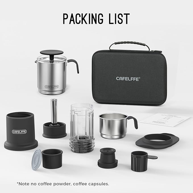 Manual Portable Coffee Maker Set with Milk Frother Cup &Carry Bag, Hand Press Espresso Machine Compatible with Nes Original Capsule/Ground for Outdoor Travel Camping Gift,Green