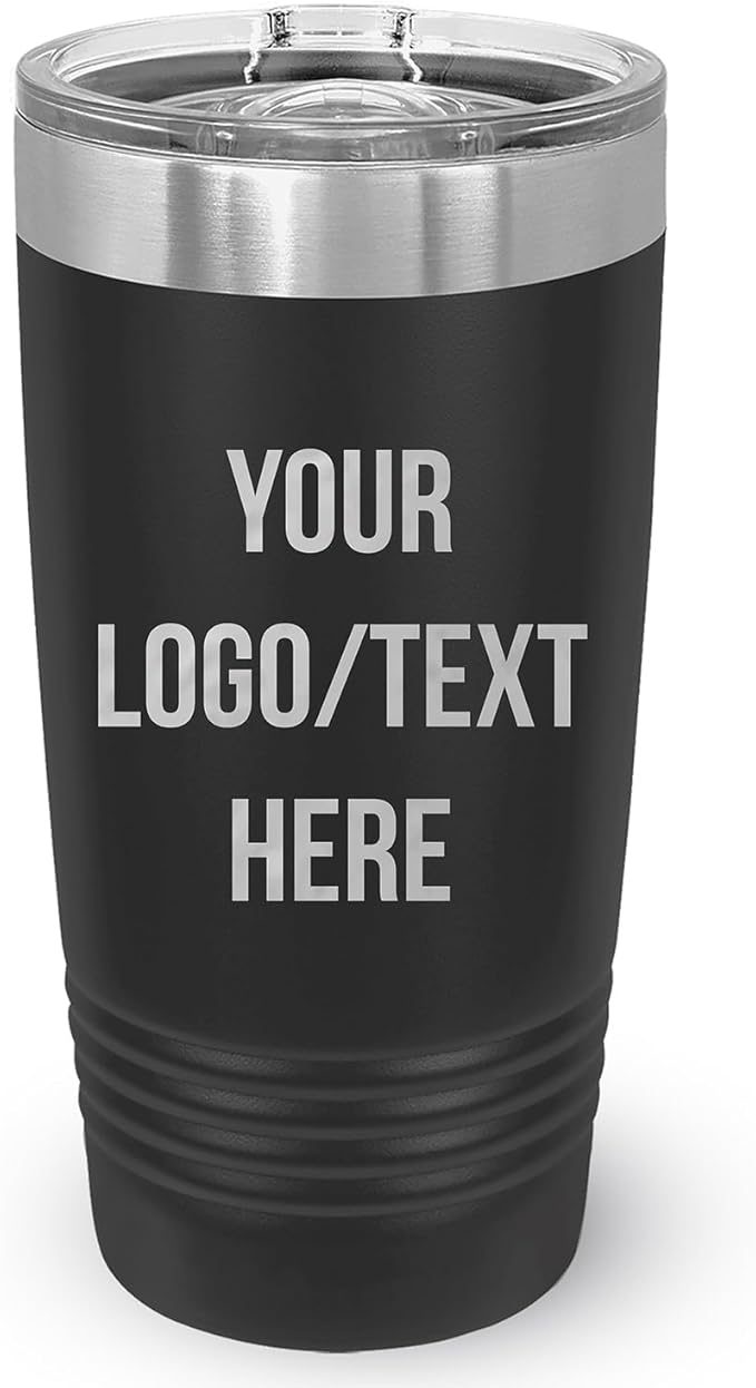 Stainless Steel Tumbler Personalized-Custom Engraved (Charcoal-Silver, 1 Count (Pack of One))