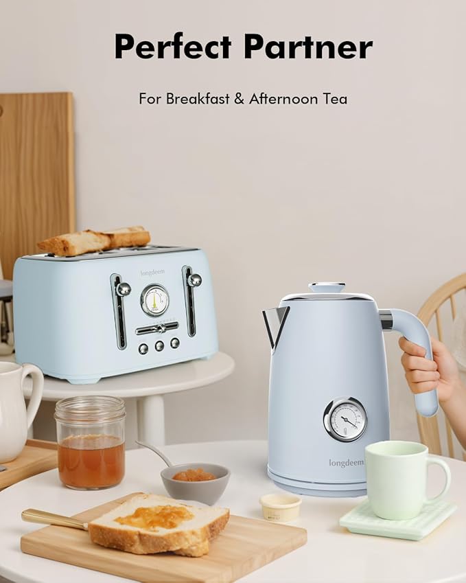 1L Small Electric Kettles Stainless Steel, Portable Travel Mini Hot Water Boiler Heater, Cool Touch Teapot, Auto Shut-Off & Boil-Dry Protection for Cooking, Business Trip and More, Blue