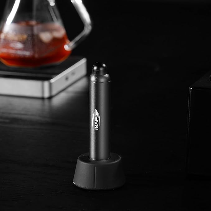 IKAPE Retractable Coffee WDT Tool, One-Press Release Espresso Stirrer Distribution Tool, 0.4mm 8 Adjustable Needles, Even Coffee Grounds Distribution with Stand & Extra Needles