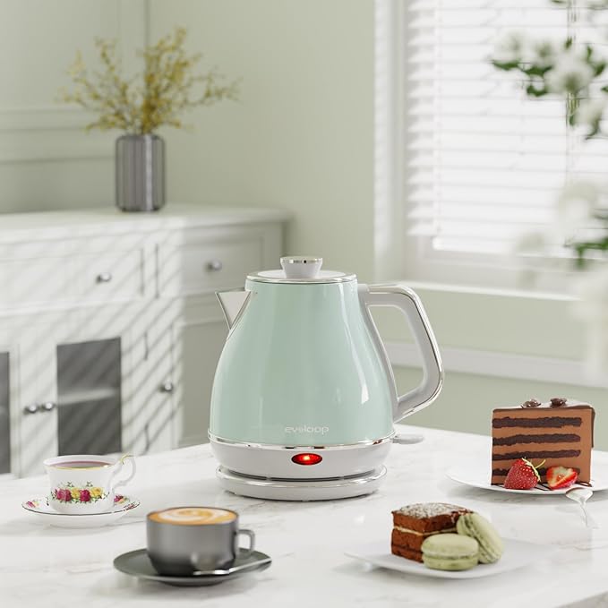 Electric Tea Kettle, 1500W /1.0L Hot Water Boiler Heater Pot, Retro Small Electric Kettle, 100% Stainless Steel BPA Free Electric Teapot, Auto Shut-Off & Boil-Dry Protection