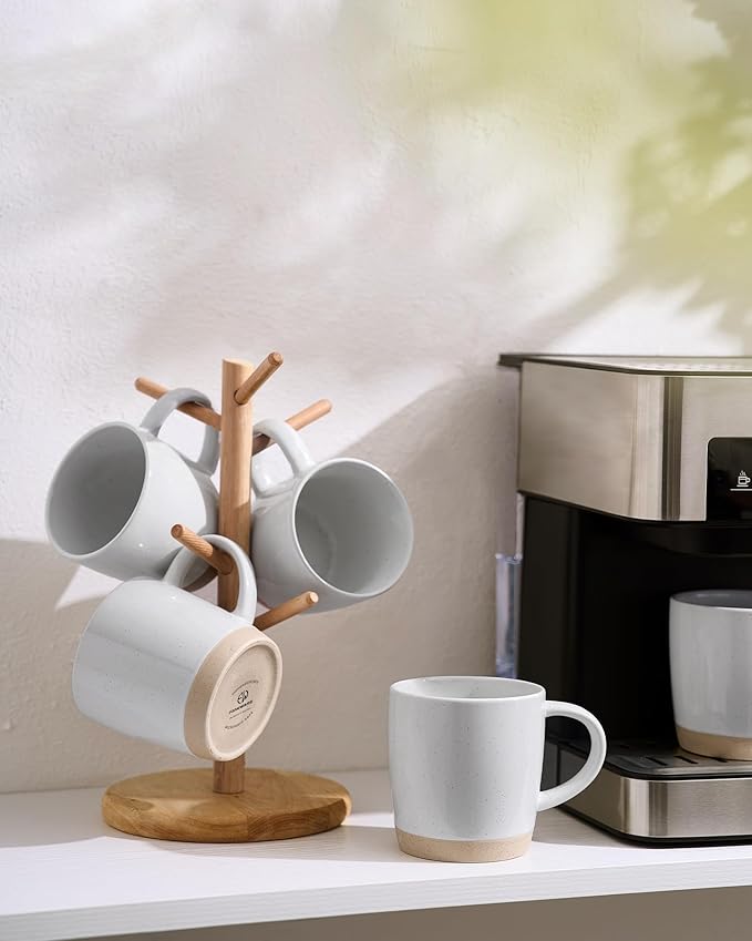 famiware Coffee Mugs for 6, 12 oz Mug Set, Dringking Cup with Handle for Coffee, Tea, Cocoa, Milk, Milkyway serise, Ligth Gray