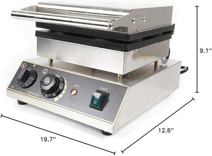 Commercial Belgian Waffle Iron, 4 Grids 1750W Stainless Steel Nonstick Double Side Waffle Maker Machine Electric Round Waffle Baker for Bakery, Restaurant, Snack Bar, Home
