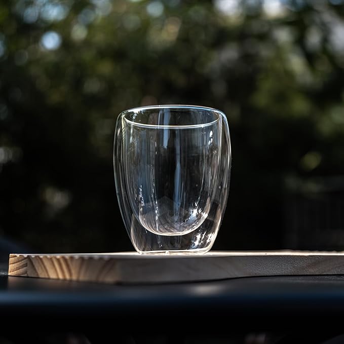 Double Wall Glass Coffee Mugs Insulated Thermal Glasses 12oz, Hot and Cold Insulated Clear Coffee Cups for Kitchen/Travel,6Pcs