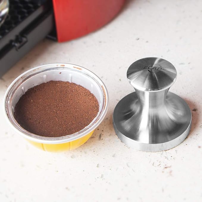 RECAPS Stainless Steel Espresso Coffee Tamper Filling Tool Reusable Coffee Filter Refillable Filter Compatible with Nespresso Vertuo Vertuoline Original Pods 45mm