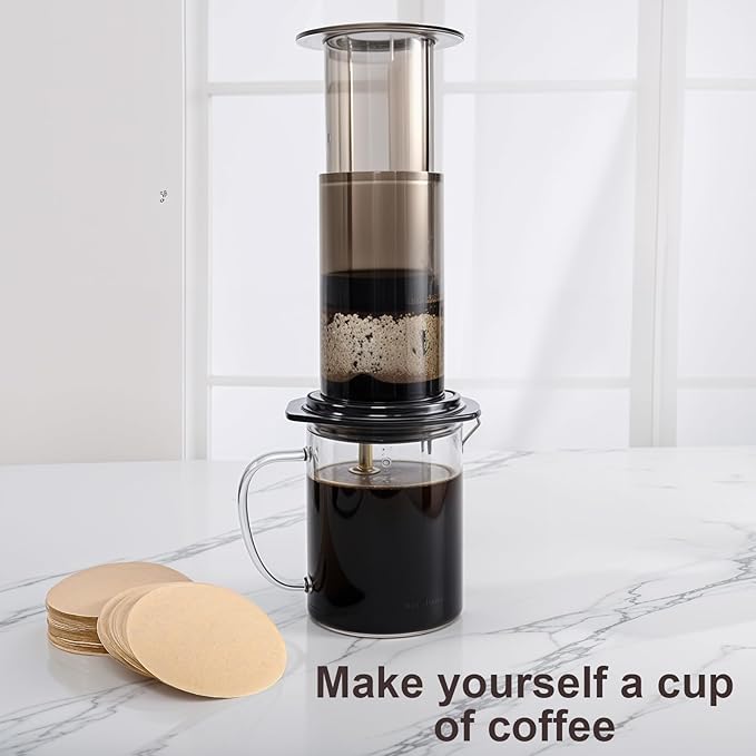 600pcs XL Replacement Coffee Filter Paper, Natural Round Coffee Filter Disposable Paper Filters Compatible with Aeropress Coffee Makers and Espresso-Style Coffee Maker