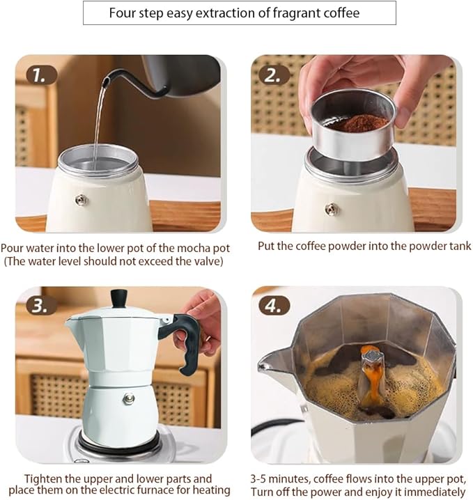 DS&DV Moka Pot Kits,Glass Bean Jar,Spoon Clamp,Powder Distributor,Hand-Operated Bean Mill,Filter Paper,Coffee Maker for Traveling (Moka Pot Set)