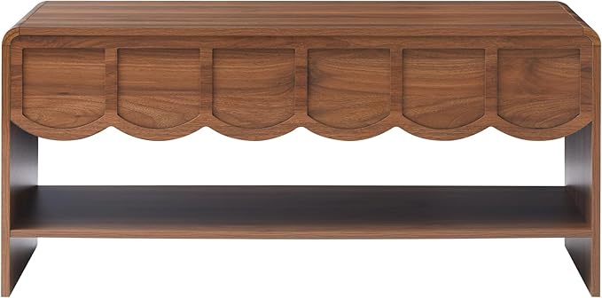 Lift Top Coffee Table with Hidden Compartment, 2 Tier Wooden Center Table with Wave Panel, Modern Lift Tabletop for Home Living Room Office, Walnut