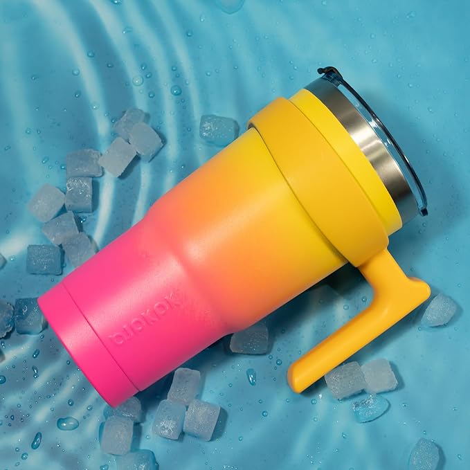 BJPKPK 30 oz Tumbler With Handle And Straw Stainless Steel Travel Mug Insulated Tumbler Cups With Lids,Pastel Sunset