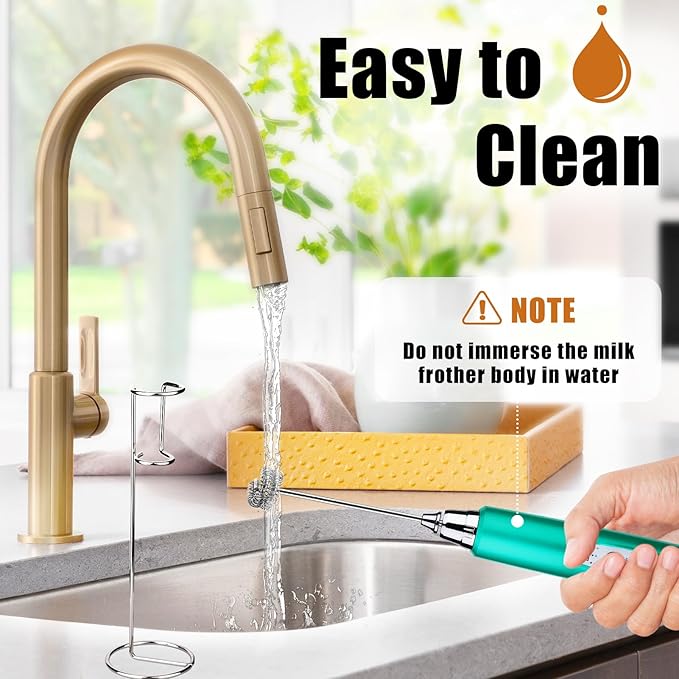 Nahida Rechargeable Milk Frother Wand for Coffee Include Stand - Turquoise