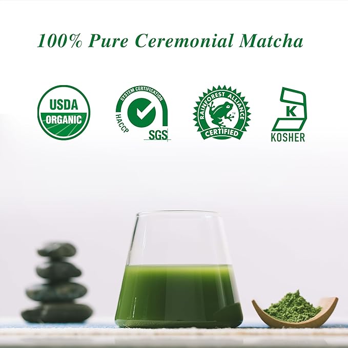 WEGLOW Organic Ceremonial Grade Matcha Powder - First Harvest Ceremonial Grade Matcha Green Tea Powder KOSHER & SGS Certified(30g/1.06oz)