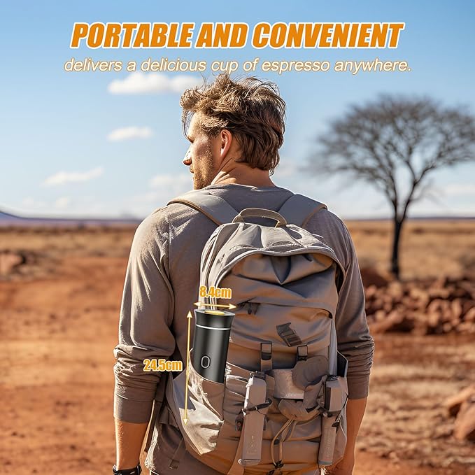 Portable Battery Espresso Coffee Maker for Travel, 20 bar Mini Car Espresso Machines, 3-in-1 Self-Heating Electric Espresso Maker, USB-C Ground Coffee & Capsule Pod(Ns&DG) RV, Hiking, Office