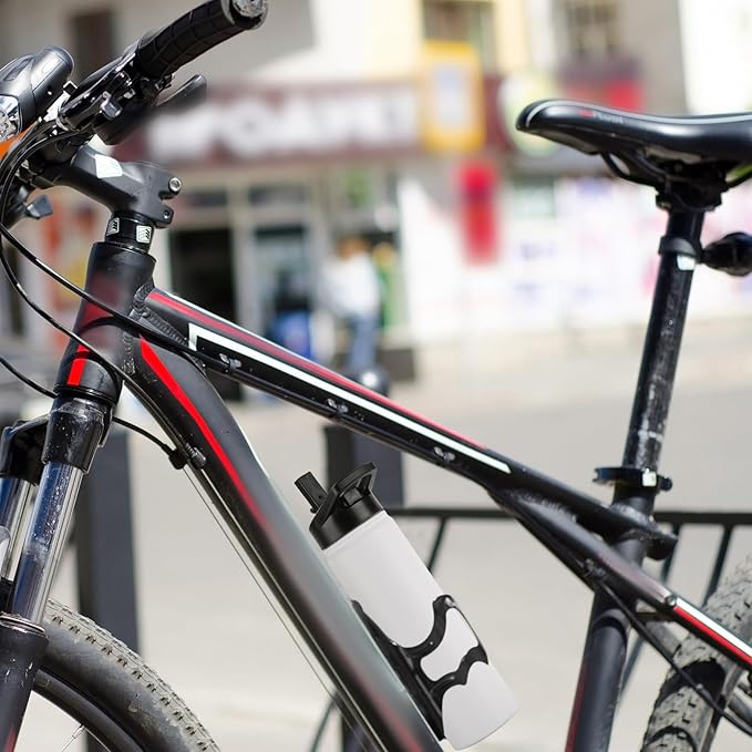 DOMICARE Insulated Water Bottle, 22 oz Vacuum Insulated Stainless Steel Reusable Sports Bottle with Straw Lid & Spout Lid for Travel, Camping, Bike, Leakproof, White, 1 Pack