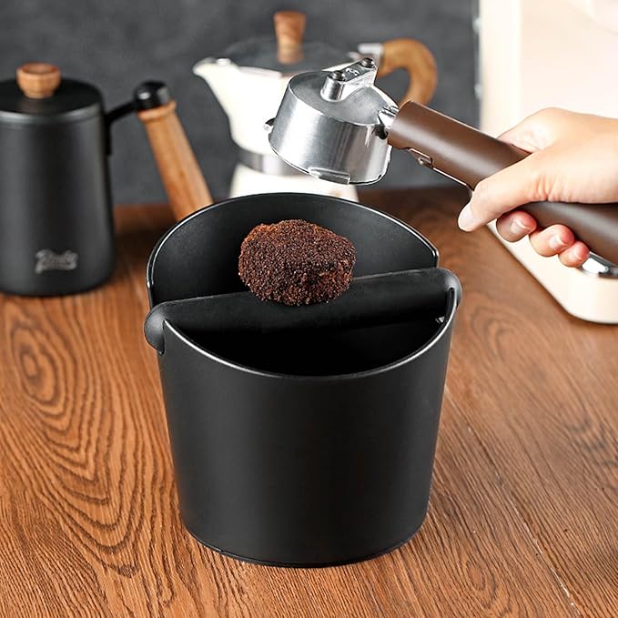 Espresso Knock Box 5inch, Coffee Knock Box Silicone Coffee Tamper Mat Espresso Machine Accessories, Come with Removable Knock Bar and Anti-Slip Base for Home Office, Barista Tools for Bar Shop