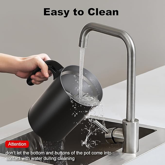 Electric Milk Frother, 4-in-1 Electric Milk Steamer,10 oz/300 ML Automatic Cold And Warm Foam Maker For Coffee,Latte,Cappuccino,Macciato, Hot chocolate,Non-Stick Coating,Easy Clean,Black