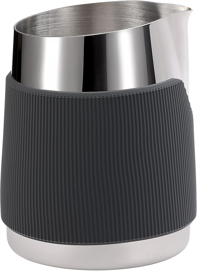 Normcore Handleless Milk Frothing Jug, Milk Pitcher 15.2 oz, Milk Frother Steamer Cup Stainless Steel Espresso Cup, Round Spout, Silver, 450 ml