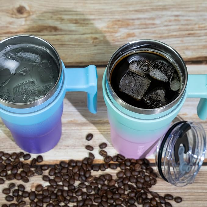 BJPKPK Tumbler With Handle 10oz Stainless Steel Insulated Tumbler With Lid And Straw For Water Or Ice Coffee,Ocean Dream