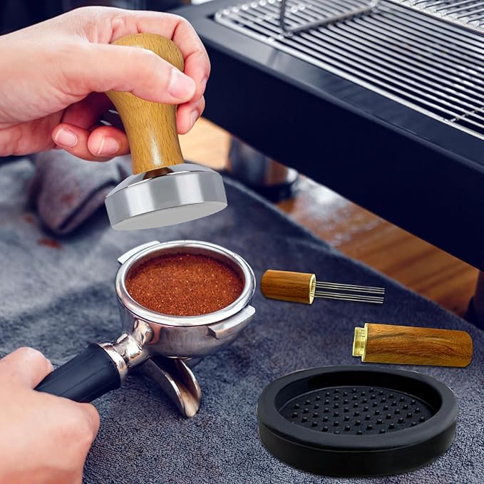 22 PCS Espresso Tamper Set, Espresso Accessories Barista Kit with 51mm Coffee Tamper, WDT Tool, Frothing Pitcher, Latte Art Pen, Coffee Stirrer, Tamper Mat, 16 Coffee Stencils for Espresso Machine