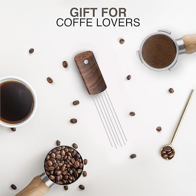 WDT Tool Espresso Stirrers - Coffee Distributor Barista Tools - Espresso Needle Distribution Tool for Coffee Accessories Kit - Walnut Wood Gifts for Coffee Lovers