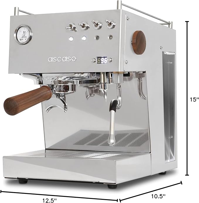 Ascaso Steel DUO Espresso Machine | PID | Programmable | Volumetric Controls | Dual Thermoblock | 120V | (Stainless Steel)